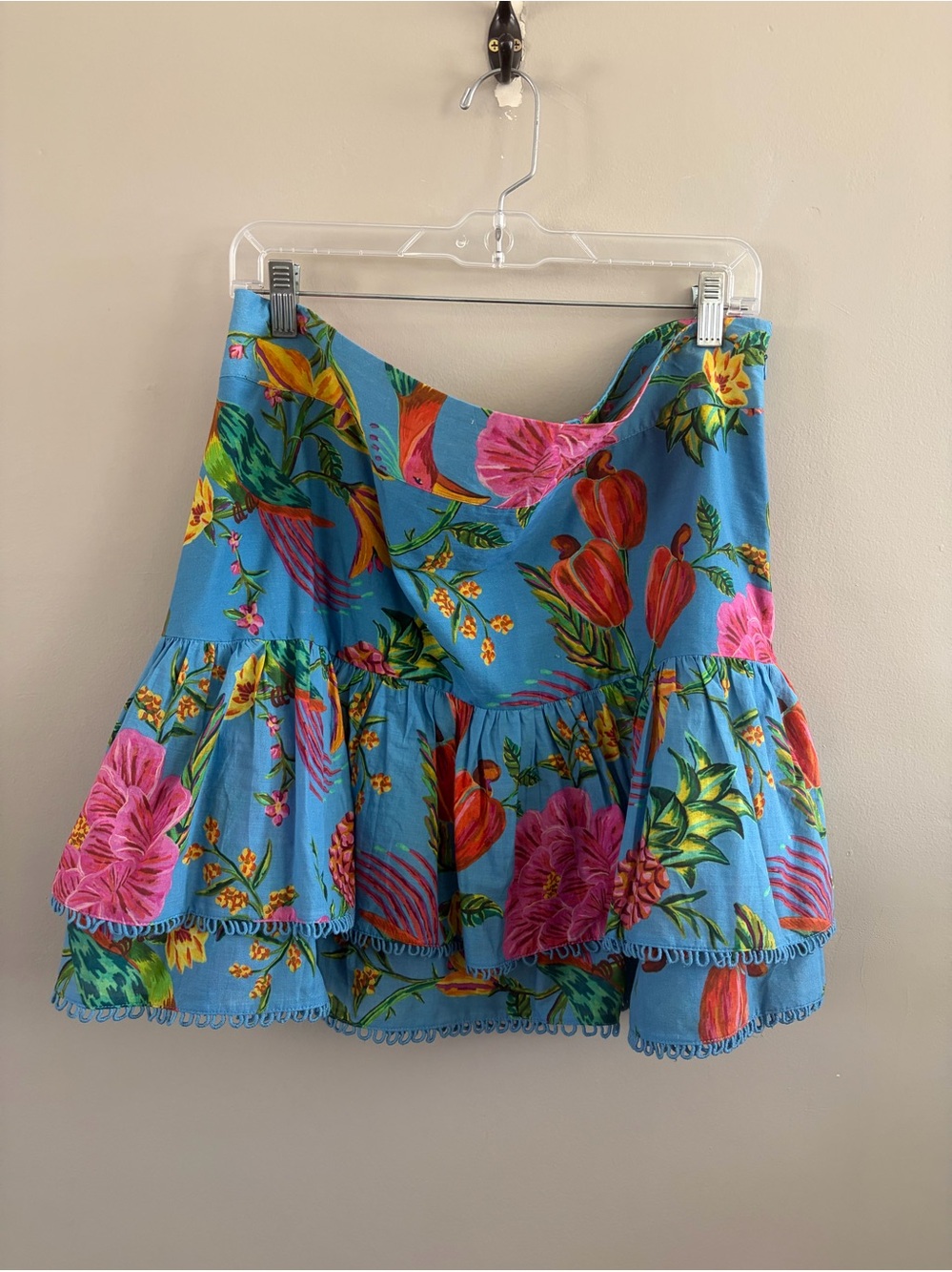 FARM Rio Blue Toucans Garden Tiered Skirt Blue Tropical XL - Picture 4 of 5